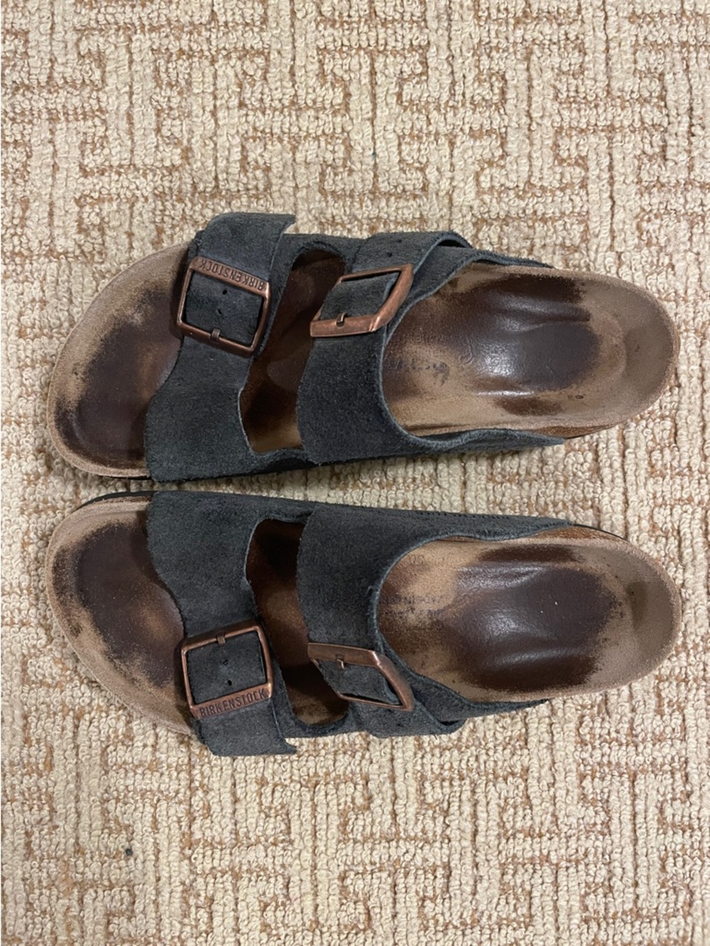 Birkenstock Arizona Suede Two-Strap Sandals - Navy